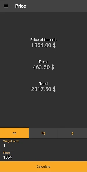 Ounce Calculator Screenshot 0