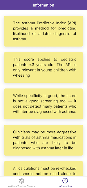Asthma Tracker Chance - Asthma Predictive Index Screenshot 2