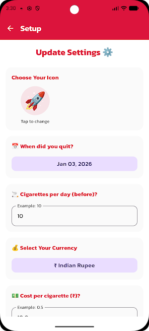 Smoking Quit Tracker Screenshot 1