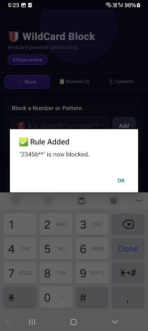 Wildcard Call Block Screenshot 1