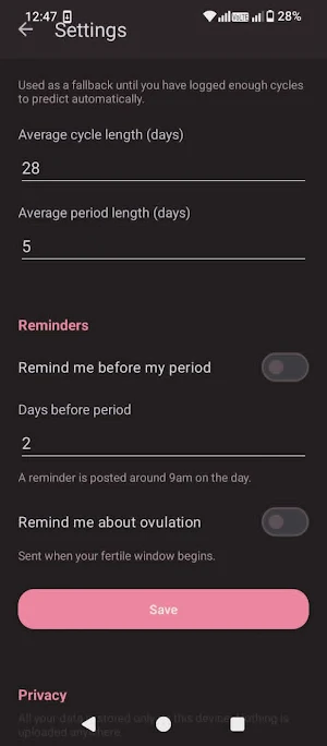 Period Tracker Screenshot 2