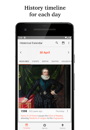 Historical Calendar - Today in History & Quiz Screenshot 0