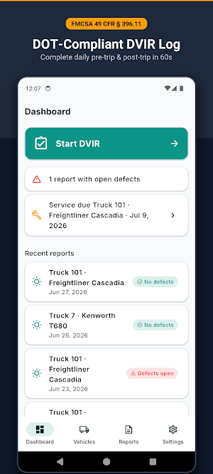 DVIR: Truck & DOT Inspection Screenshot 0
