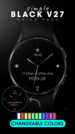 Minimal Black v27 watch face Screenshot 2
