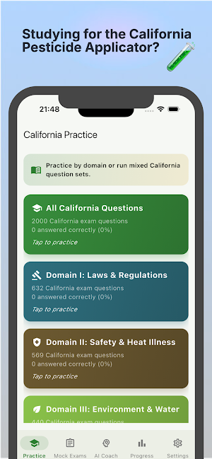 CA Pesticide Applicator Exam Screenshot 0