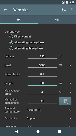 Electrical Calculations Screenshot 1