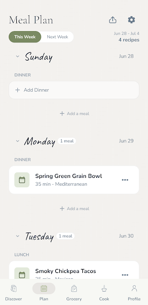 Mise: Meal Plan & Grocery List Screenshot 1