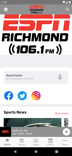 106.1 ESPN Screenshot 0