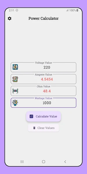 Calculator Volt Ohm Watt Amp Screenshot 1