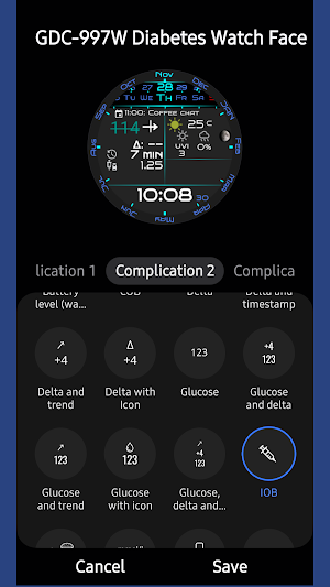 GDC-997W Diabetes Watch Face Screenshot 1