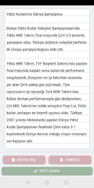 Türkçe Metin Özetle Screenshot 2