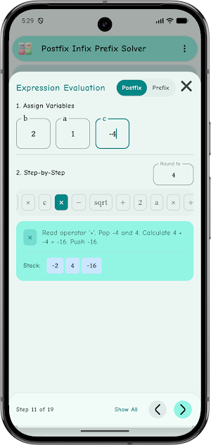 Postfix Infix Prefix Solver Screenshot 1