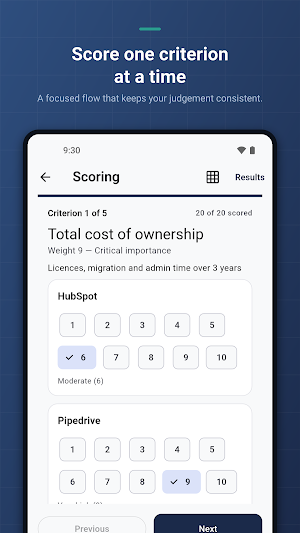 Decision Matrix Planner Screenshot 2