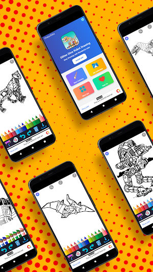 Glitter Dino Robot Drawing Screenshot 1