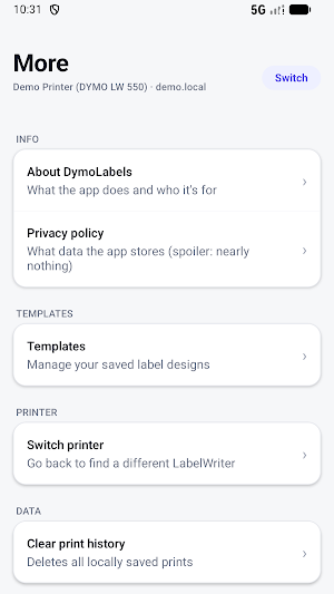 Print Dymolabels from phone Screenshot 2