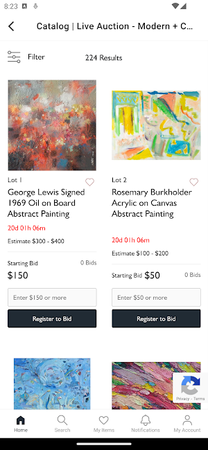 Sheafer + King Modern Auctions Screenshot 2