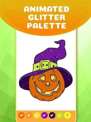 Glittery Halloween Coloring Book By Numbers Screenshot 3