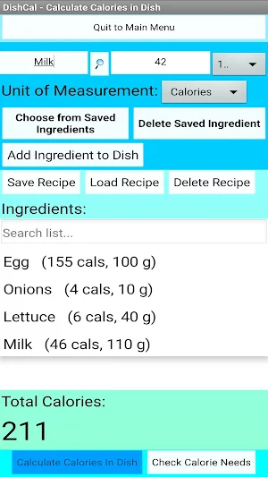 DishCal Screenshot 2