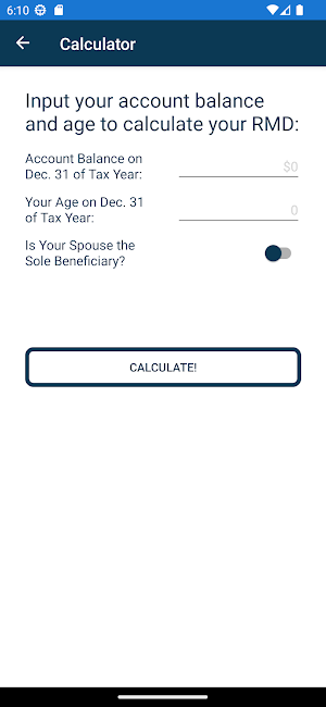 RMD Calculator Screenshot 1