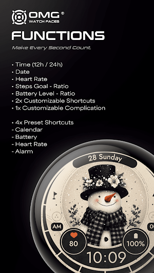 Vintage Snowman - Watch Face Screenshot 3