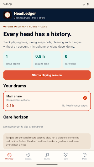 HeadLedger: Drumhead Care Screenshot 0