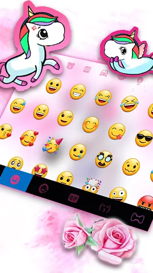 Rose Pink Unicorn Keyboard Background Screenshot 2
