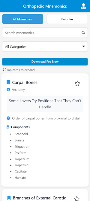 Orthopedic Mnemonics Lite Screenshot 1