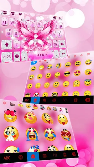 Pink Crystal Butterfly Keyboard Theme Screenshot 3