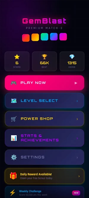 NeonGem Rush Screenshot 1