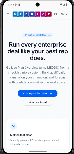 MEDDICC Go Live Plan Screenshot 2