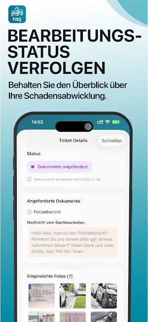 TAG Kfz Unfall melden Screenshot 1