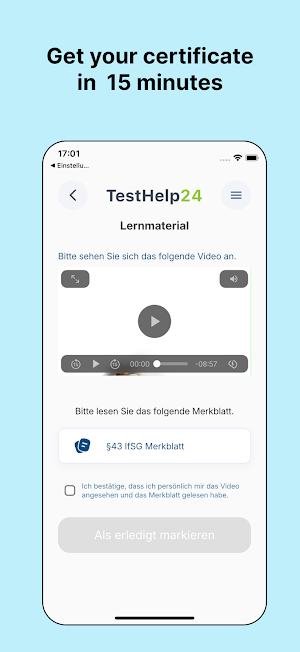 TestHelp24: Health Certificate Screenshot 1