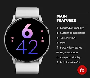 Pink Blue Large Watch Face Screenshot 1