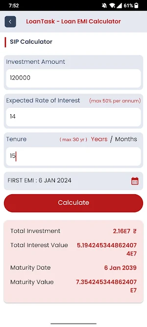 LoanTask - Loan EMI Calculator Screenshot 2