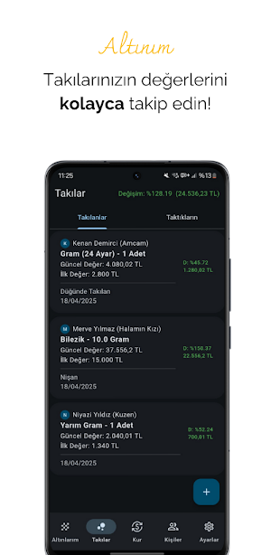 Altınım: Altın ve Takı Takibi Screenshot 1