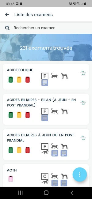 INOVIEVET – Catalogue des exam Screenshot 3