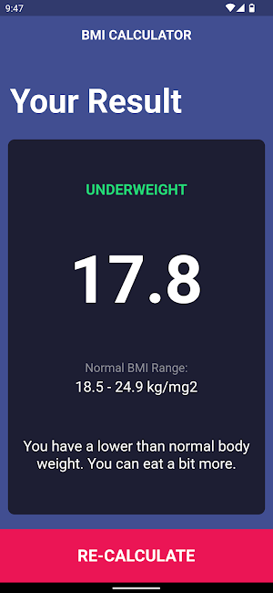 BMI Calculator Screenshot 3