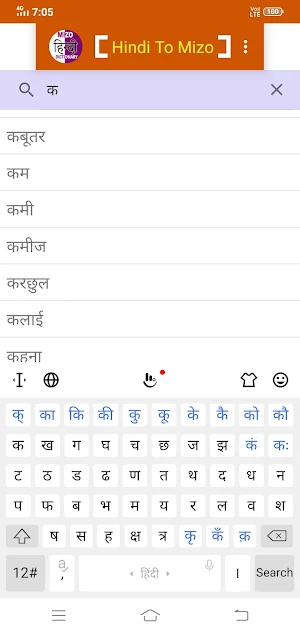 Mizo To Hindi Dictionary Screenshot 2