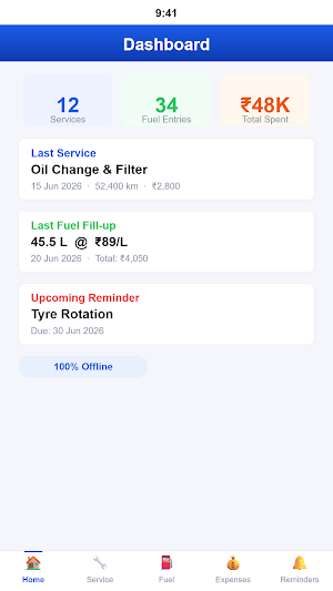 Car Service & Fuel Log Screenshot 1