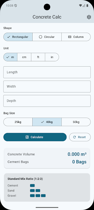 Concrete Calculator Screenshot 0