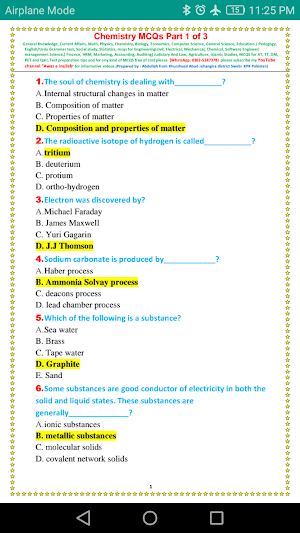 Chemistry MCQs (offline)Chemistry notes for 9,10 Screenshot 2