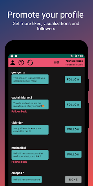TikFinder - Discover new followers Screenshot 1
