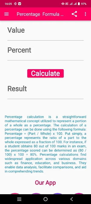 Percentage Formula Calculator Screenshot 0