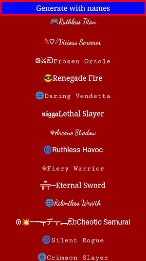Gamer NickName Generator Screenshot 1