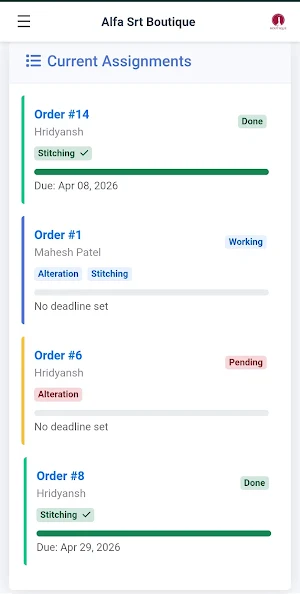 Boutique Page: Tailor App Screenshot 0