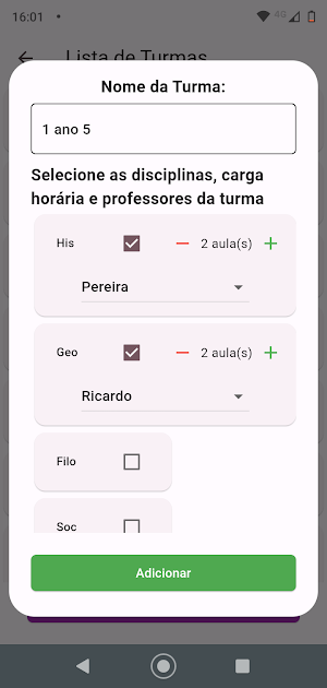 Gerador de Horário Escolar Screenshot 1