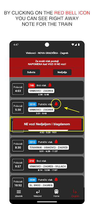 Nova Gradiška train timetable Screenshot 2