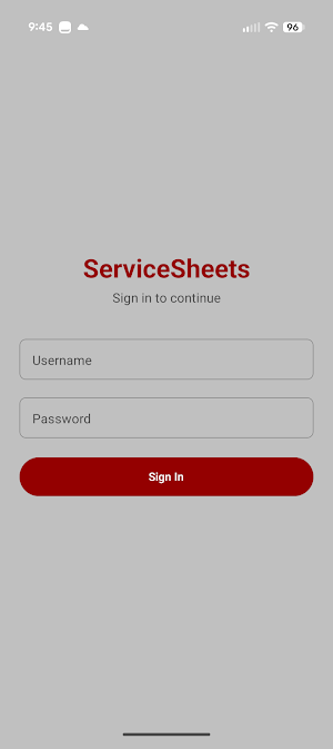 Service Sheets Screenshot 0