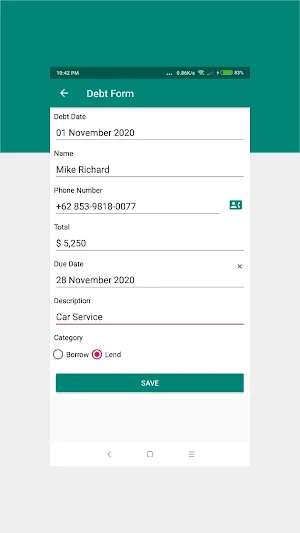 Debt - Personal Debt Recording Application Screenshot 2