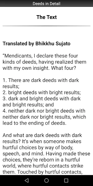 Deeds in Detail Sutta Screenshot 1